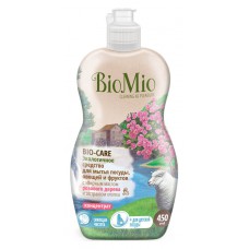 Средство BioMio BIO-Care экологичное для мытья посуды, овощей и фруктов, с эфирным маслом розового дерева и экстрактом хлопка концентрат, 450мл