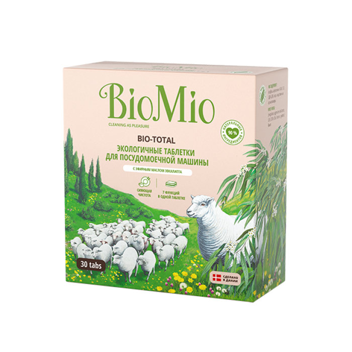 Экологичные таблетки BioMio для посудомоечной машины 7в1 с эфирн маслом эвкалипта, 30 шт