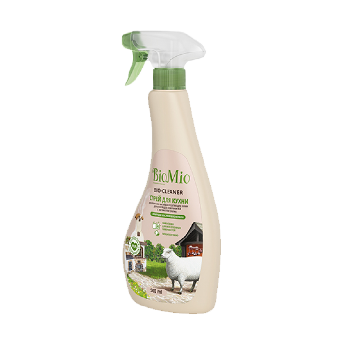 Экологичный чистящий спрей для кухни BioMio с эфирным маслом лемонграсса, 500 мл
